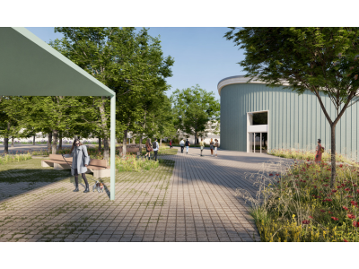 Rénovation J - vue extérieure parvis haut