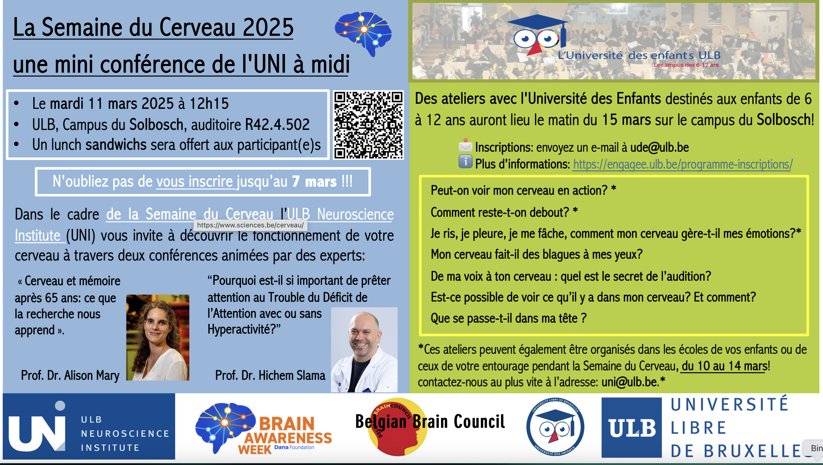 La Semaine Du Cerveau 2025: programme de l'UNI